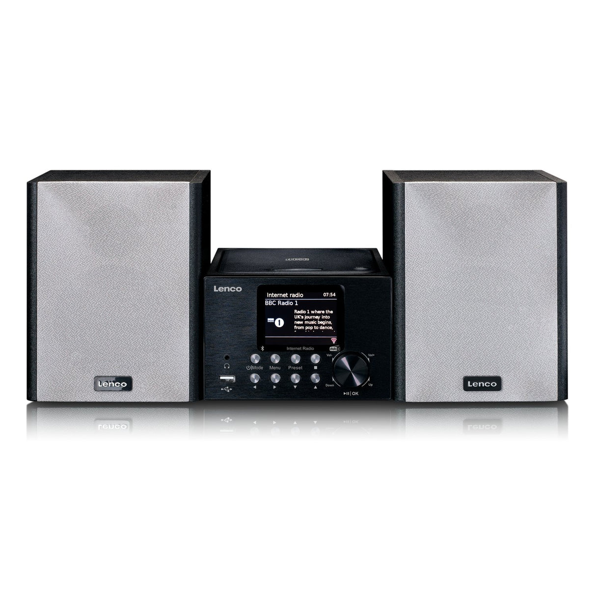 Lenco MC-250 MicroSet Mini Stereo & Internet Radio (svart/silver)
