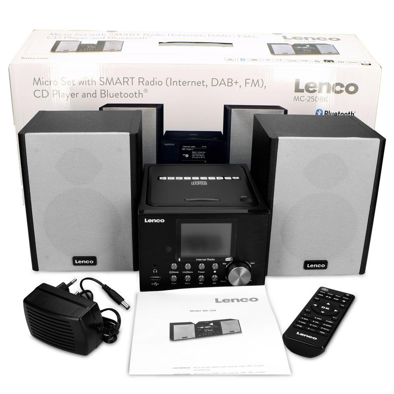 Lenco MC-250 MicroSet Mini Stereo & Internet Radio (svart/silver)