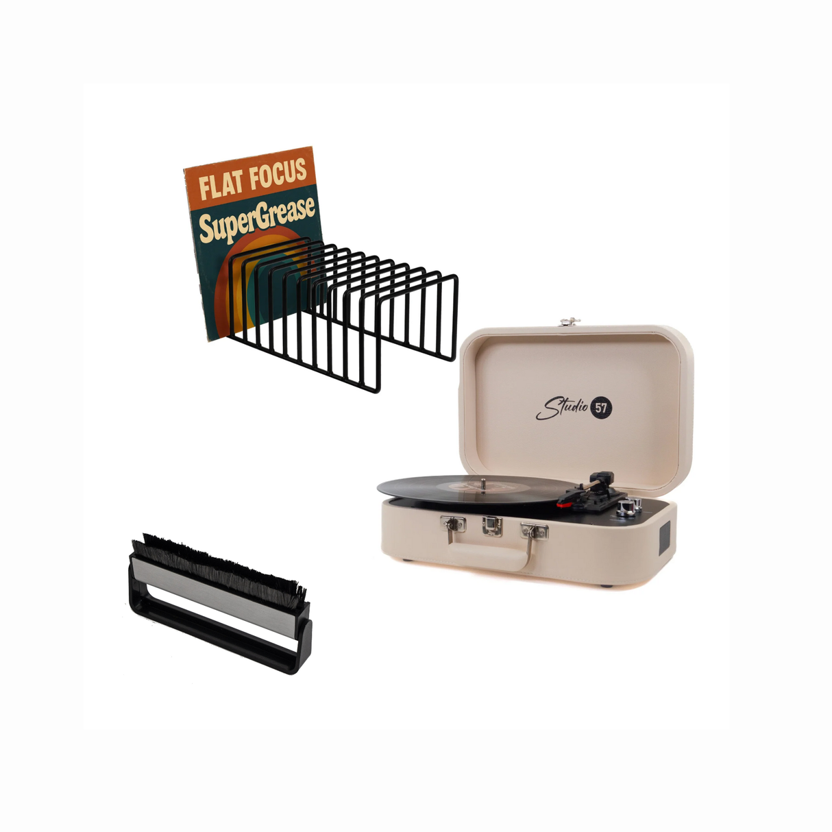 Studio 57 Mellow Skivspelare (Vit) Paket