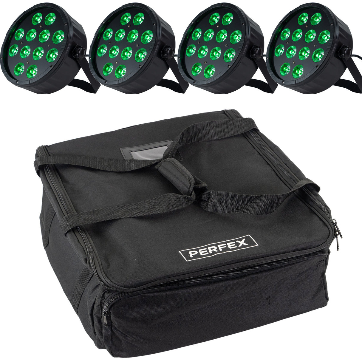 Marconi Polaris 12x12W RGBW Parlampe 4 st. Bundle m/väska