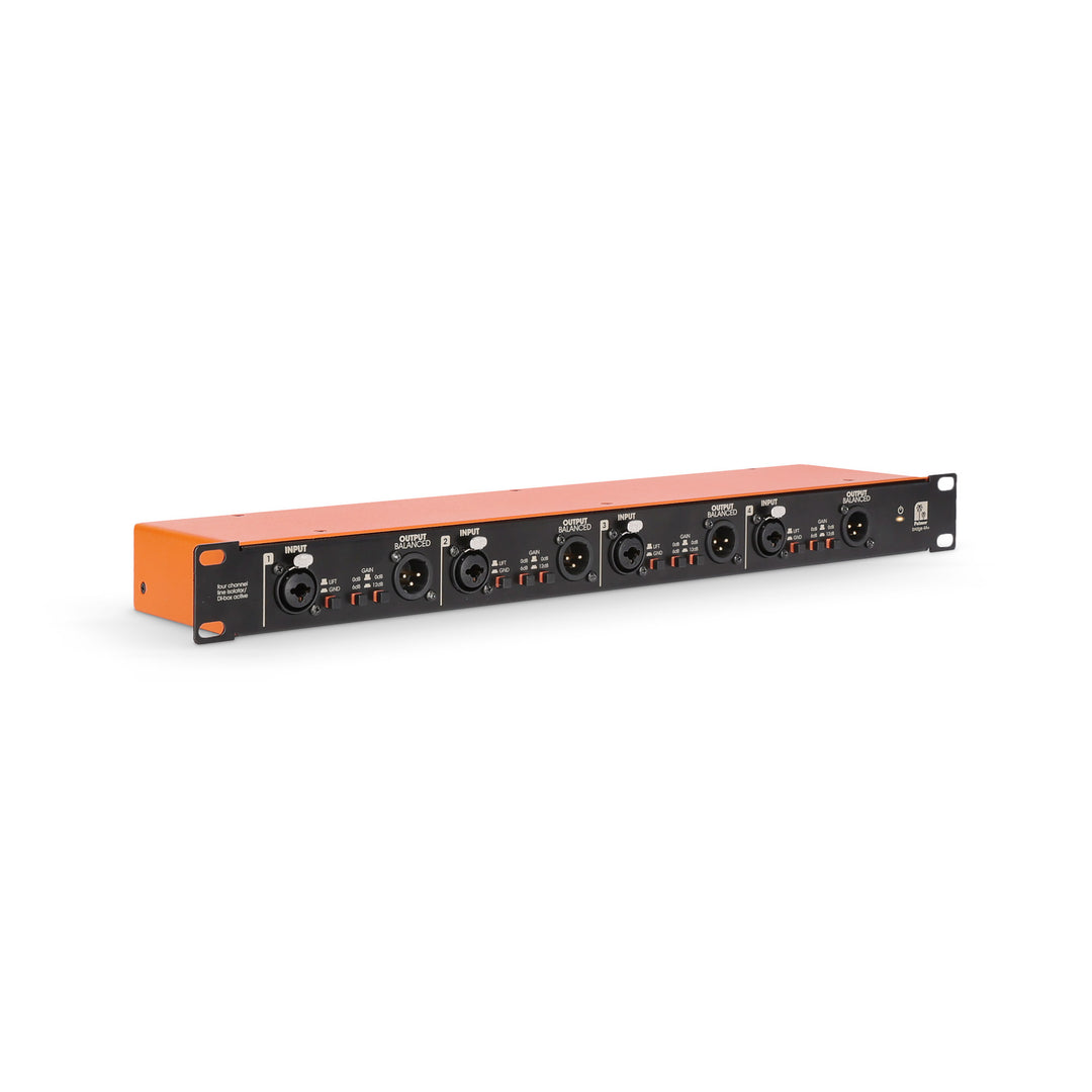 Palmer BRIDGE 4A+ - 19" DI-box / linjeisoleringsbox, 4 kanaler, aktiv