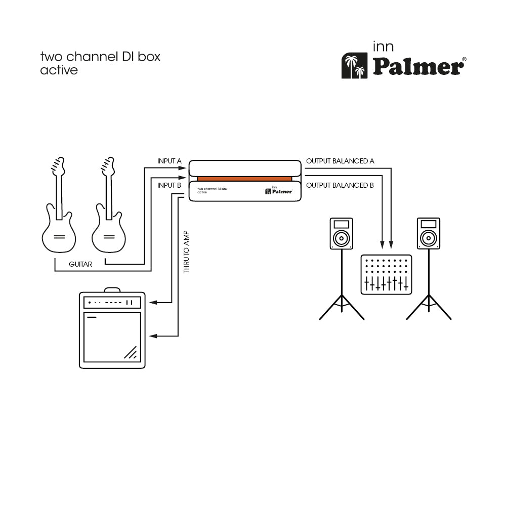 Palmer RIVER inn - Aktiv 2-kanals DI-box