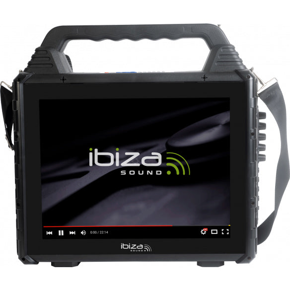 Bärbart karaokesystem med skärm och 2 mikrofoner