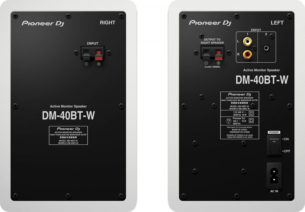 Pioneer DJ DM-40BT-W Studiomonitorer med Bluetooth (vit)