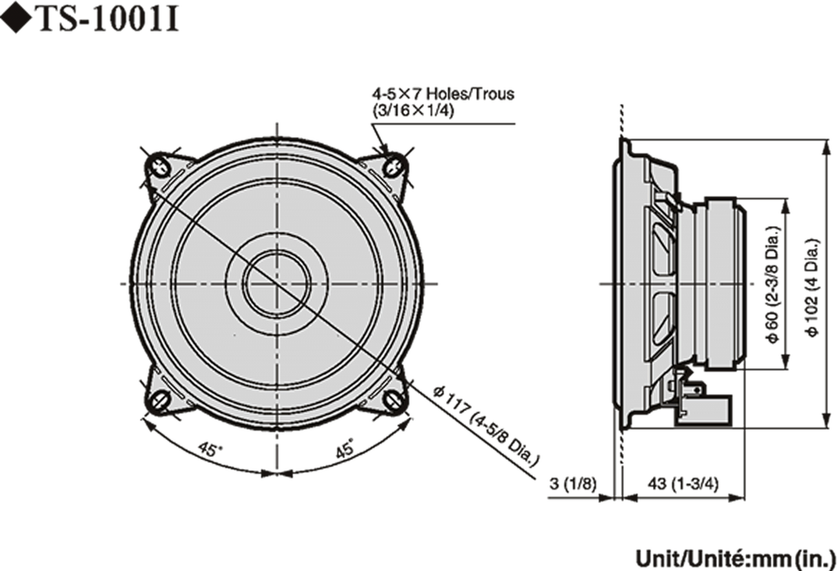 Pioneer TS-1001i bilhögtalarset (10 cm, 4")