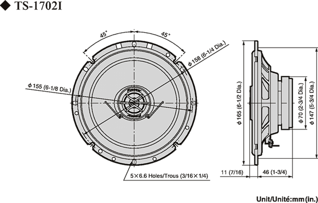 Pioneer TS-1702i bilhögtalare (17 cm, 6,5")