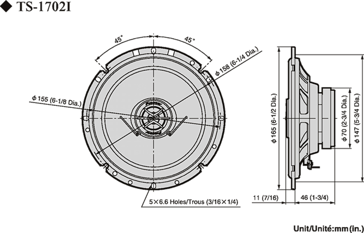 Pioneer TS-1702i bilhögtalare (17 cm, 6,5")