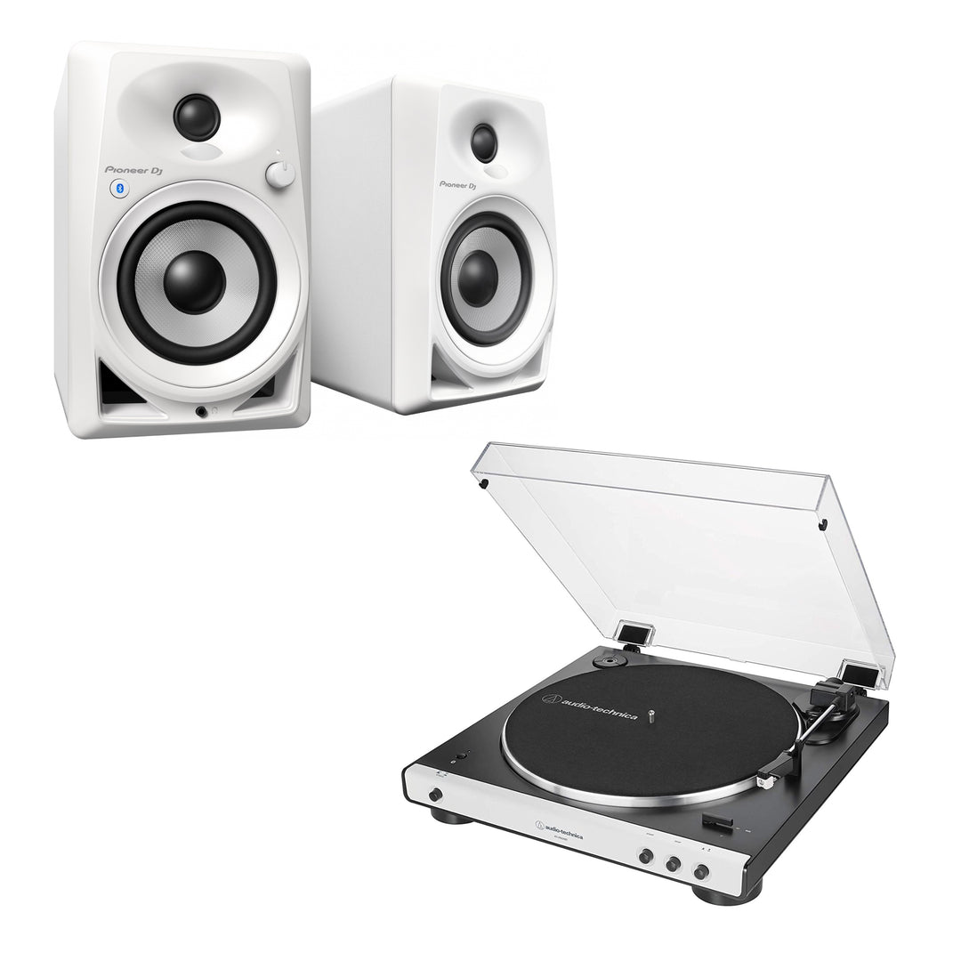 Audio-Technica AT-LP60XBT-WH + Pioneer DM-40BT-W Bluetooth högtalare