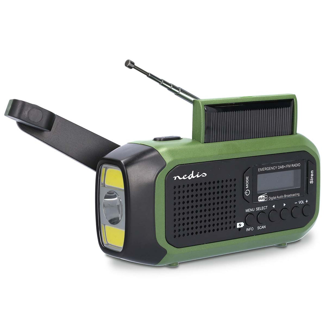 Bärbar nödradio med handvev