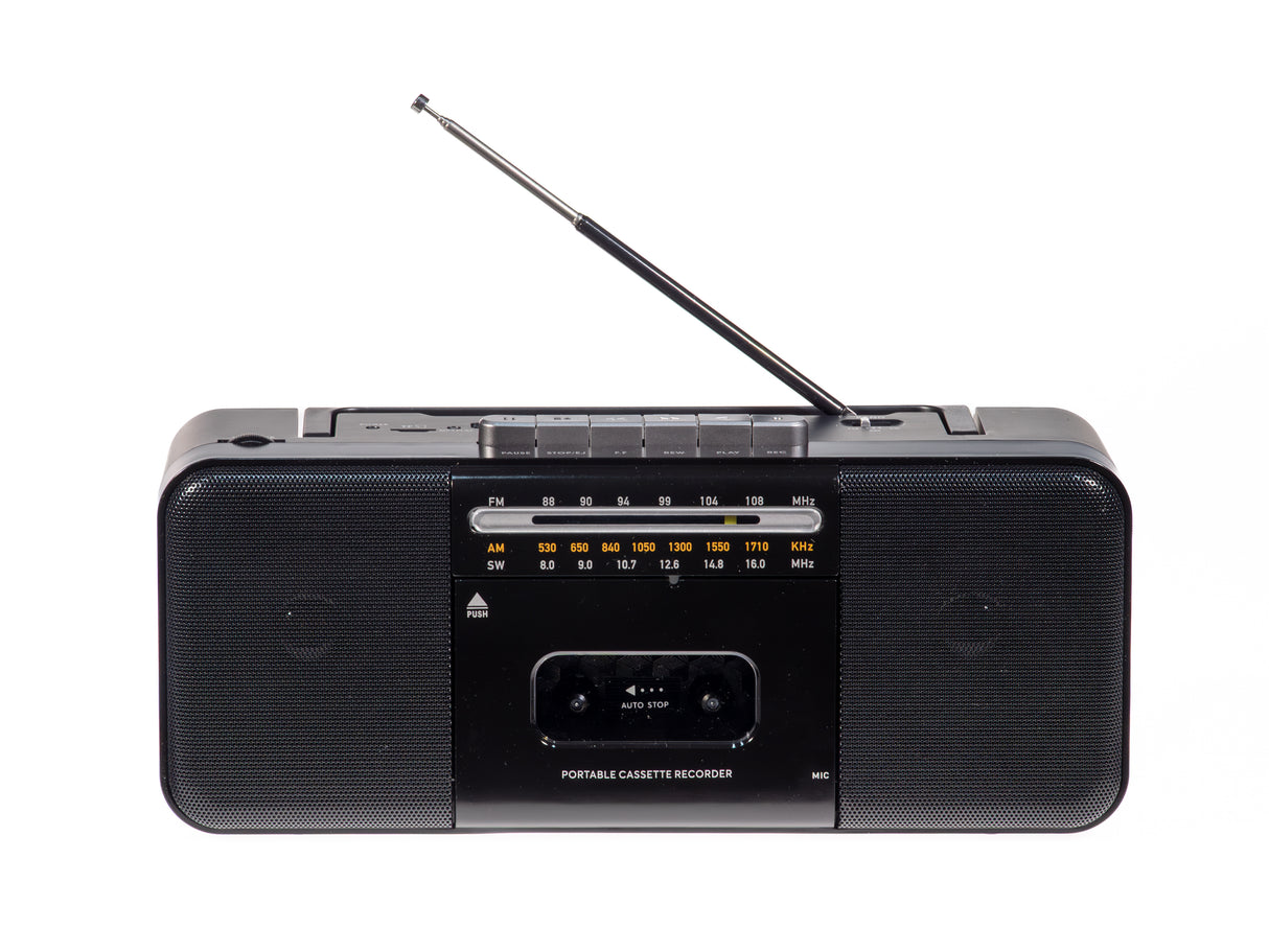 Studio 57 - Kassettspelare med FM & Bluetooth, Svart + Kassettband