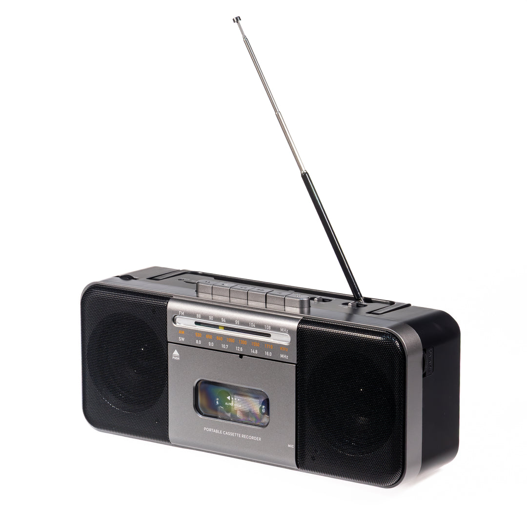 Studio 57 - Kassettspelare med FM & Bluetooth, Grå + Kassettband