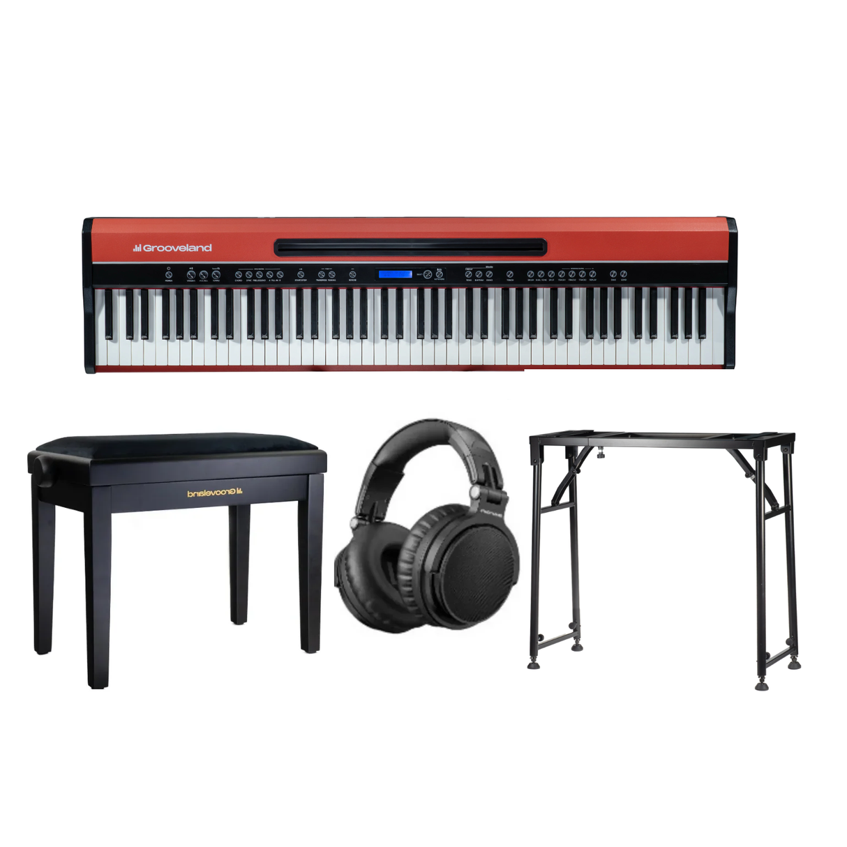 Grooveland FP80 Elpiano (Röd) Komplett Paket