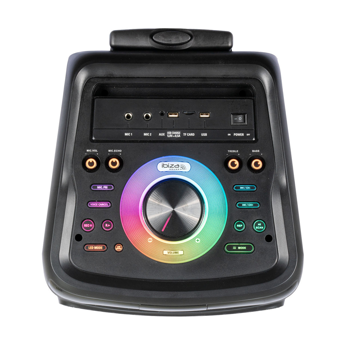 IBIZA partyhögtalare med ljus och karaokefunktion