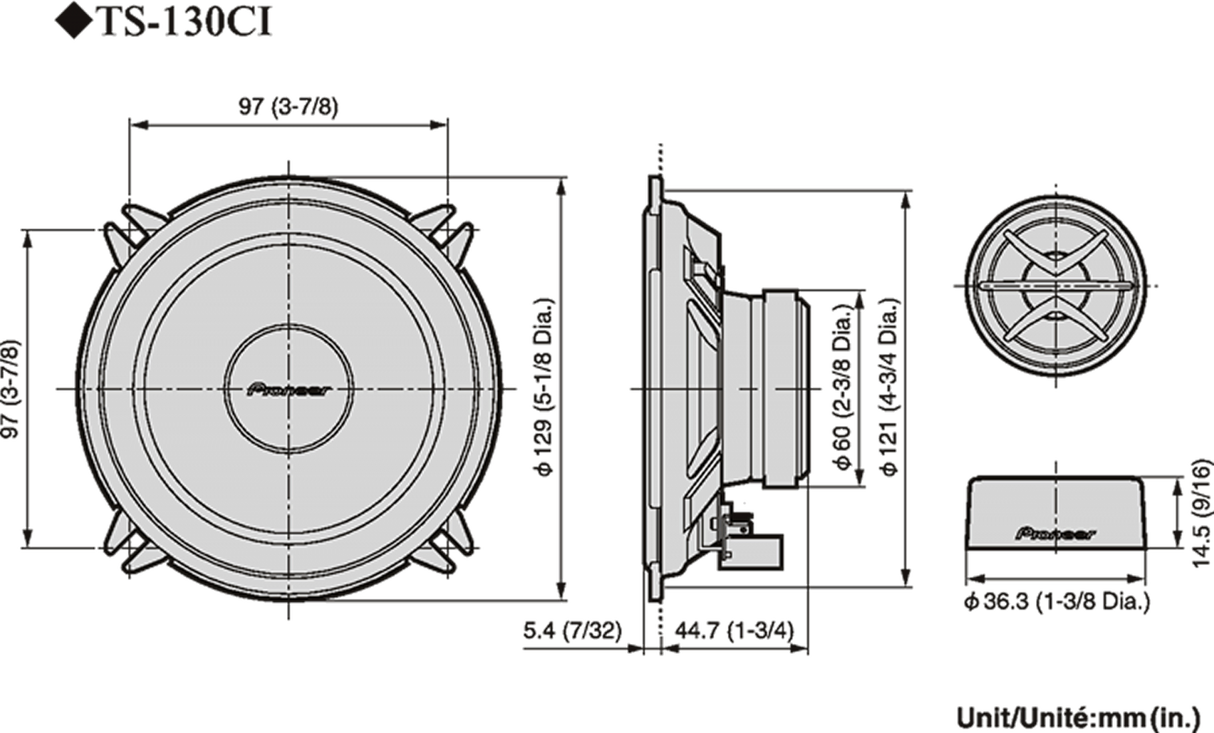 Pioneer TS-130Ci bilhögtalare (13 cm, 5,25")