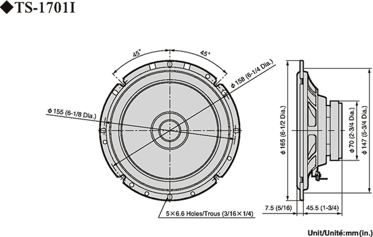 Pioneer TS-1701i bilhögtalare (17 cm, 6,5")