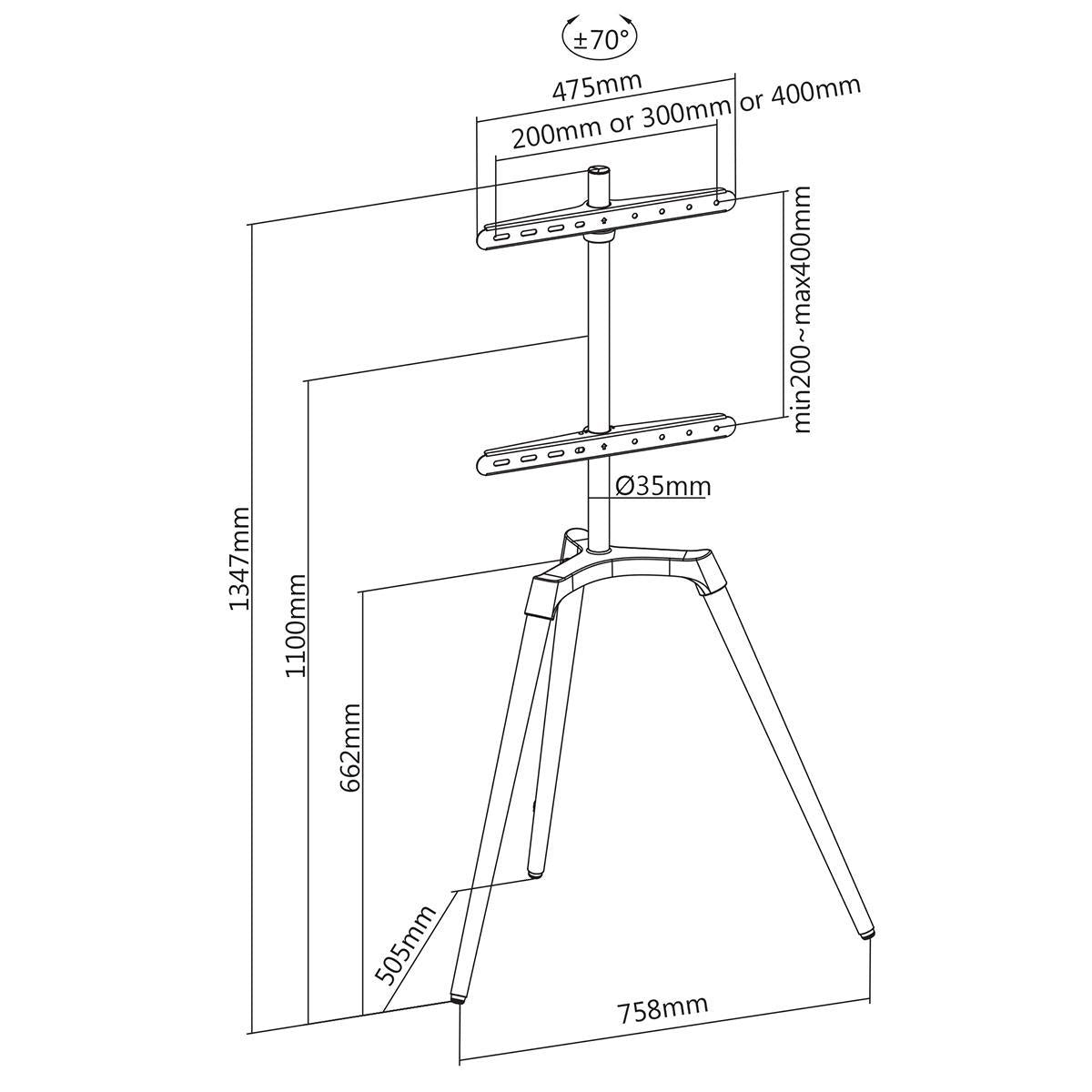Tv golvstativ (svart, bok 50-65")