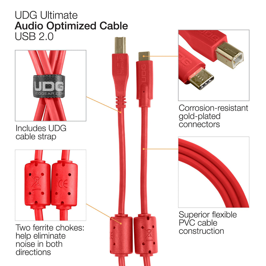UDG Ultimate audio Kabel USB 2.0 C-B Röd Rak 1,5m