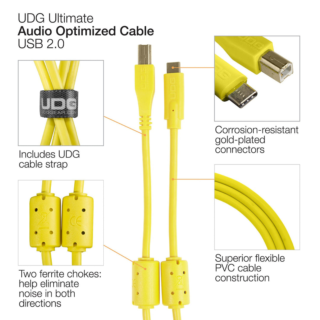 UDG Ultimate audio Kabel USB 2.0 C-B Gul Rak 1,5m