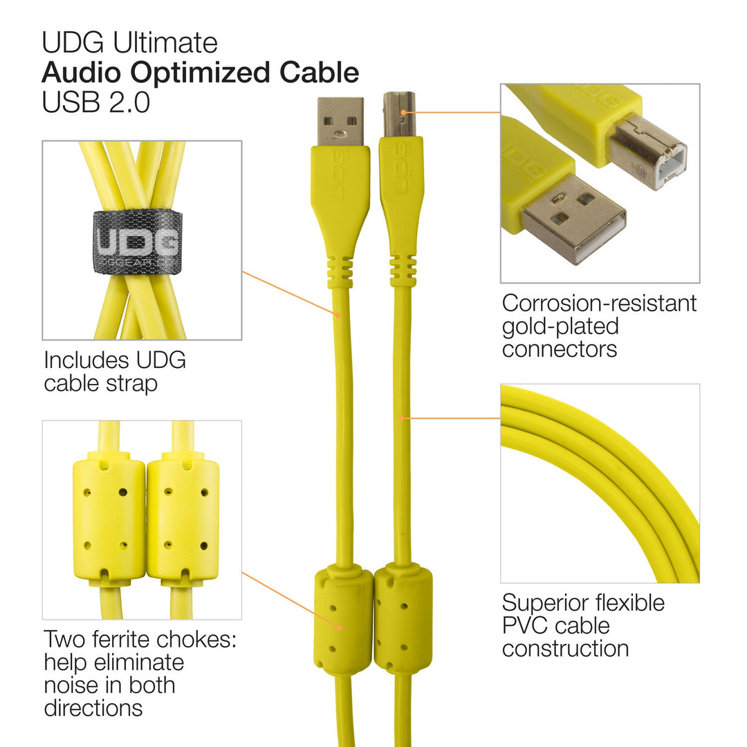 UDG Ultimate Audio Cable USB 2.0 A-B Gul Vinklad 3m