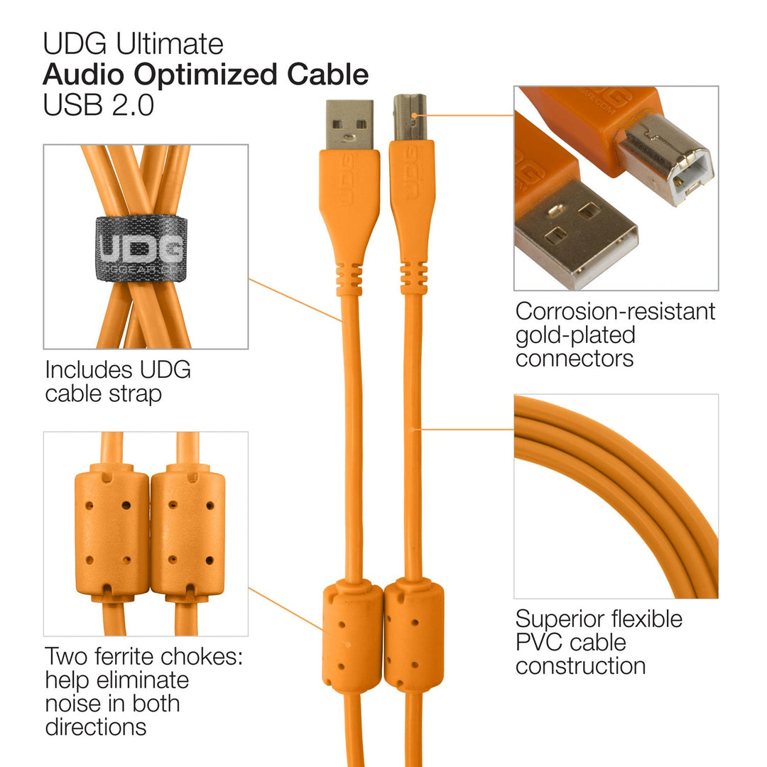 UDG Ultimate audio Kabel USB 2.0 A-B Orange Rak 1m