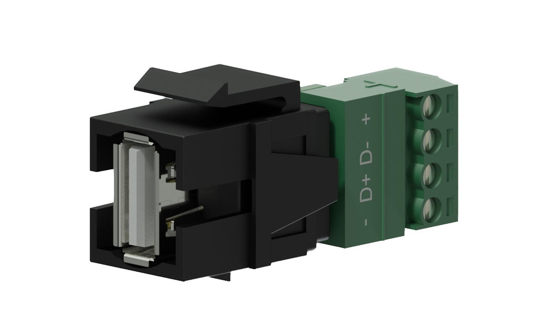 Keystone adapter usb 2.0a till 4-pin tb, Sort