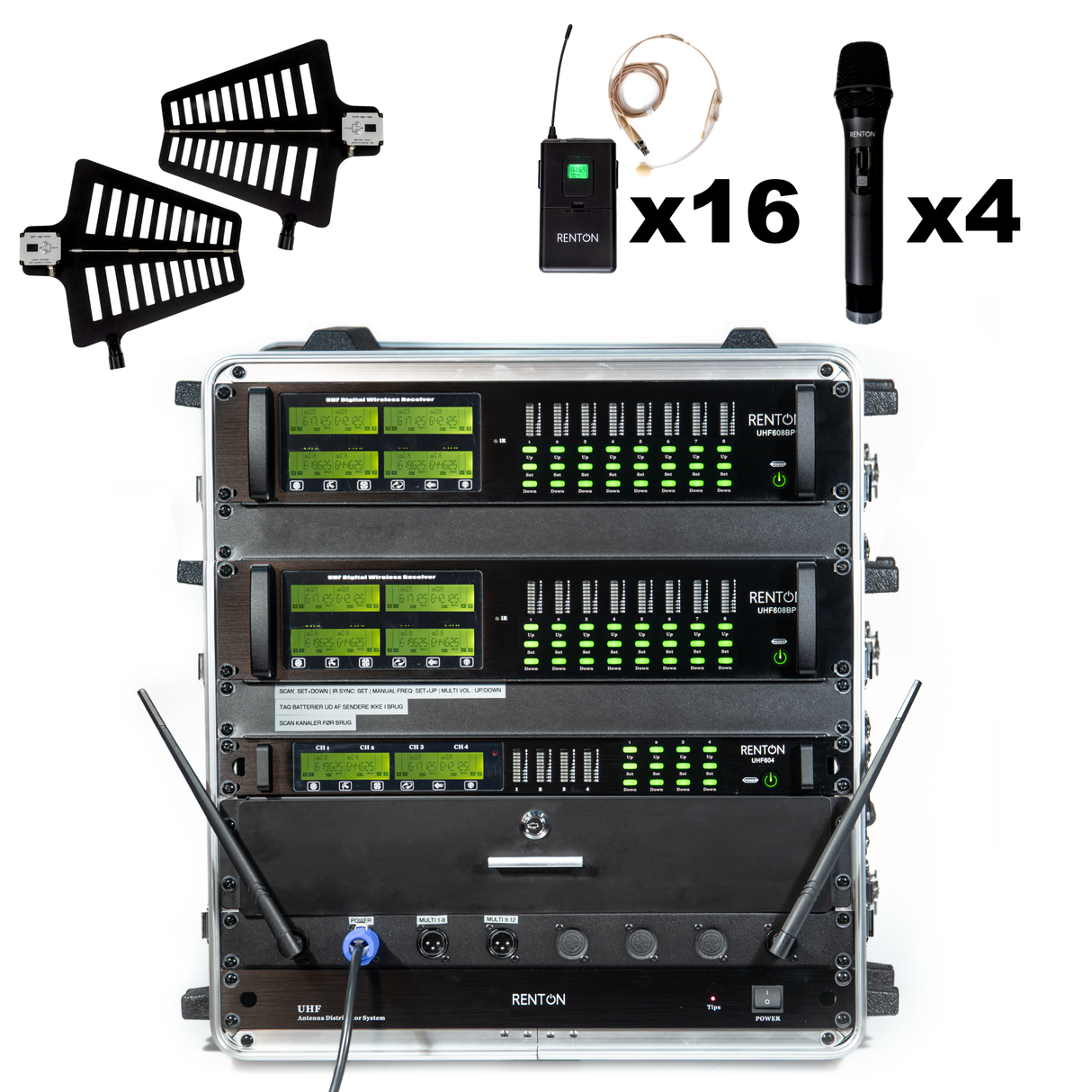 Renton Rack Trådlöst Kombi System (4 Handhållna + 16 Headset)