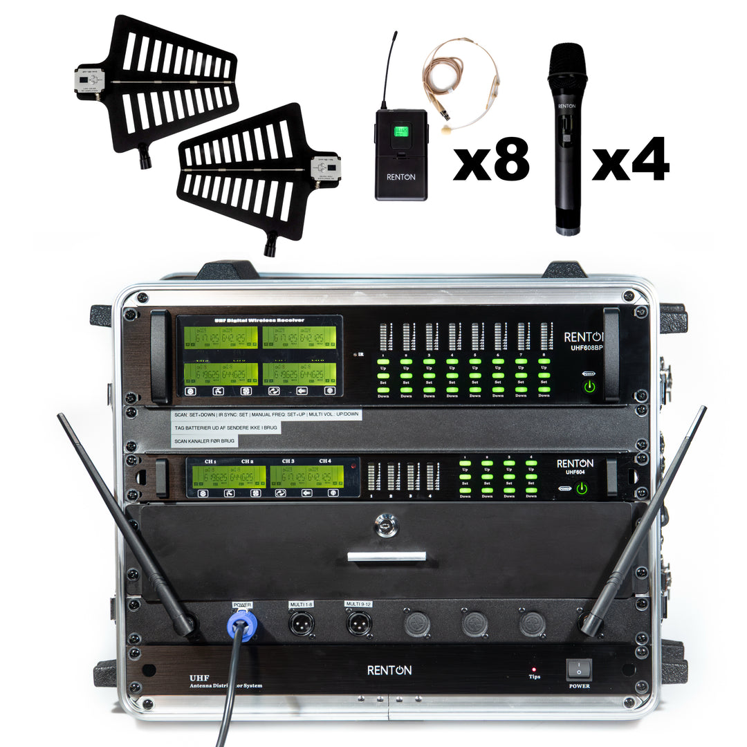 Renton Rack Trådlöst Kombi System (4 Handhållna + 8 Headset)