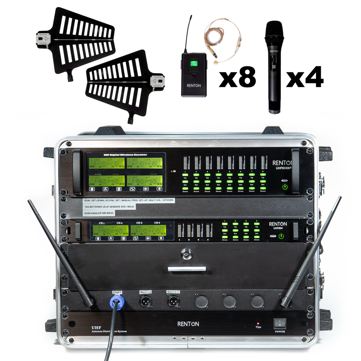 Renton Rack Trådlöst Kombi System (4 Handhållna + 8 Headset)