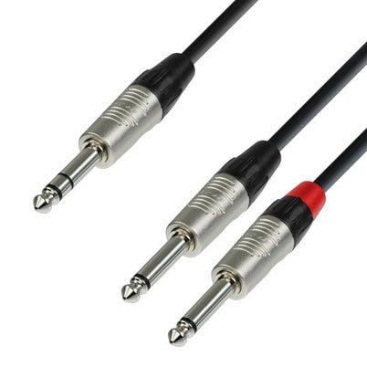 Y-delad kabel Stereo till 2x Mono Jack (1,5 m)