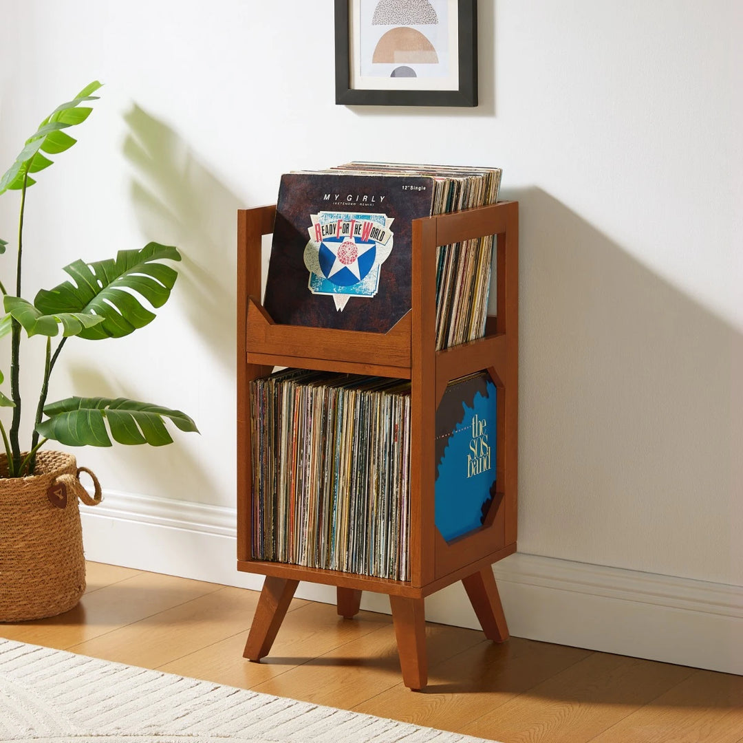 Crosley Asheville Small Vinylopbevaring til 130 Plader – Walnut
