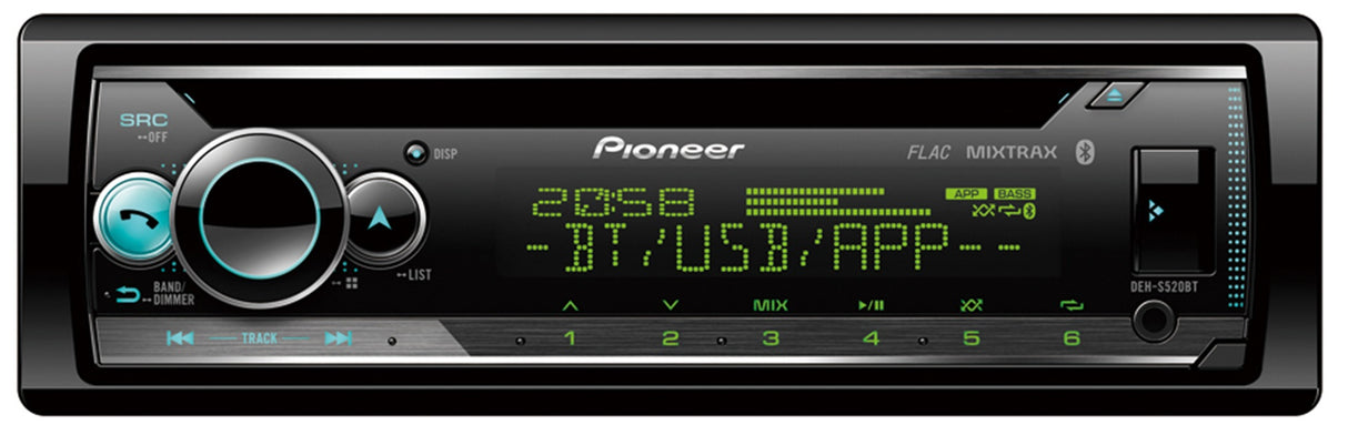 Pioneer DEH-S520BT 1-DIN bilstereo med CD, Bluetooth och Spotify