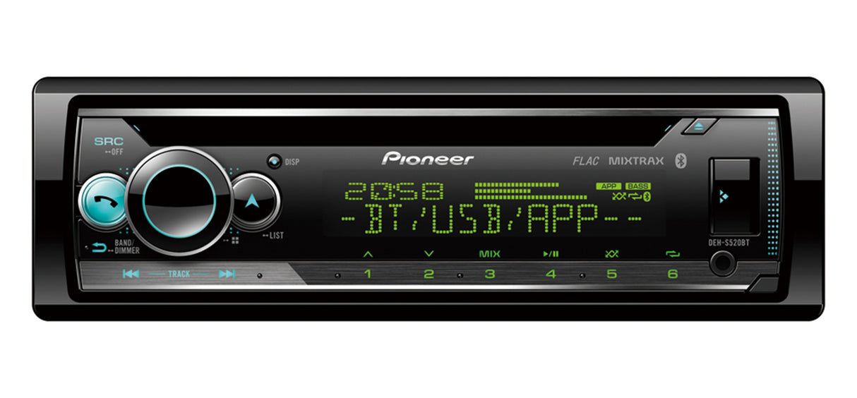 Pioneer DEH-S520BT 1-DIN bilstereo med CD, Bluetooth och Spotify