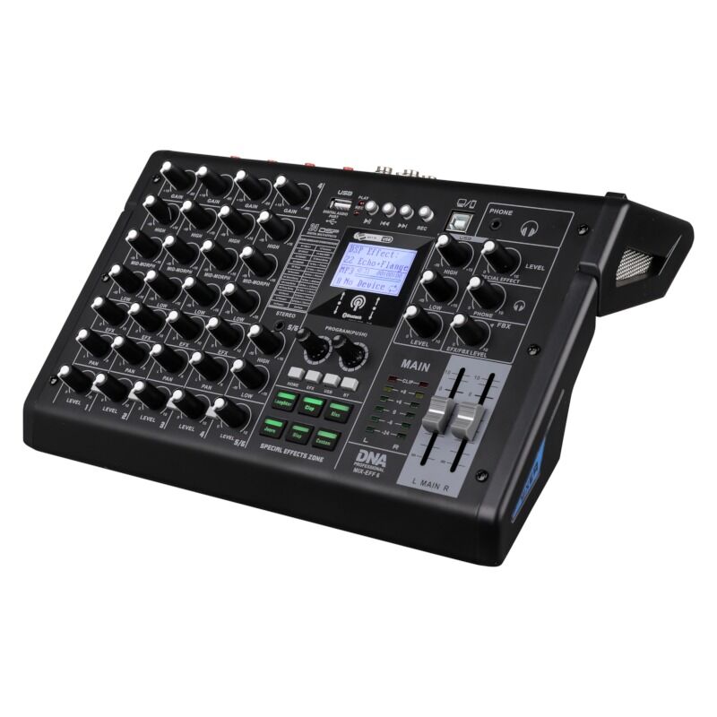 DNA MIX-EFF 6 analog mixer med 6 kanaler, Bluetooth, USB och DSP