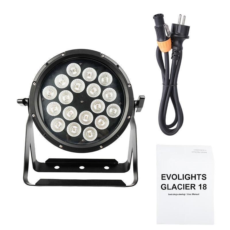 Evolights Glacier 18 LED PAR IP65 – 18x12W RGBWA-UV scen-spot