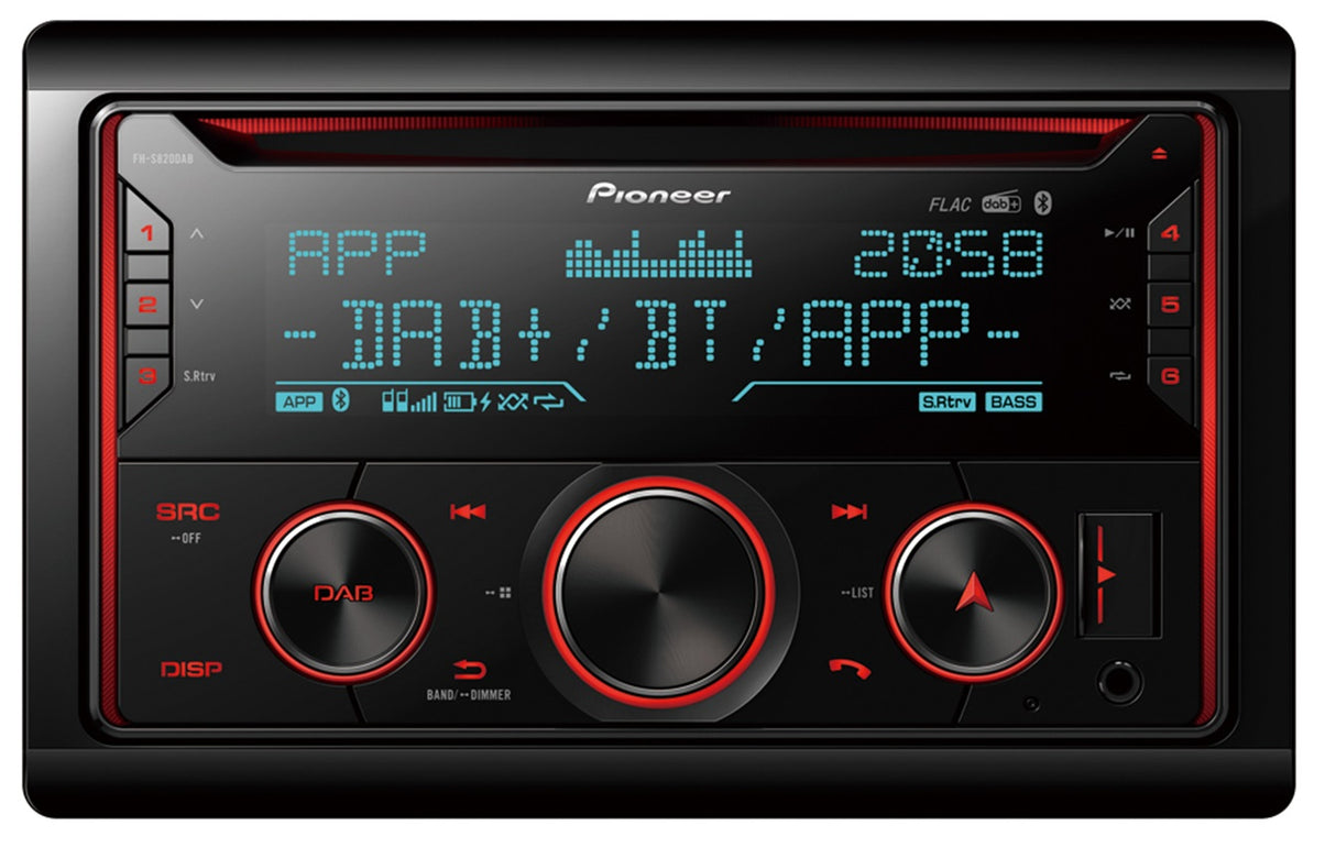 Pioneer FH-S820DAB 2-DIN bilstereo med DAB och Bluetooth