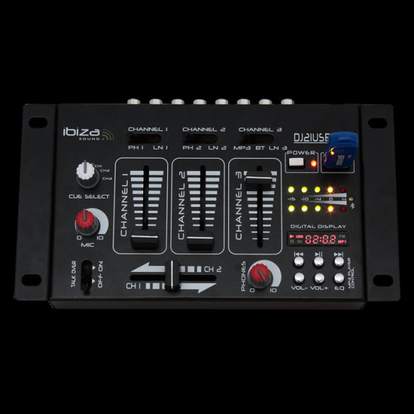 Ibiza DJ Mixer med Bluetooth & USB