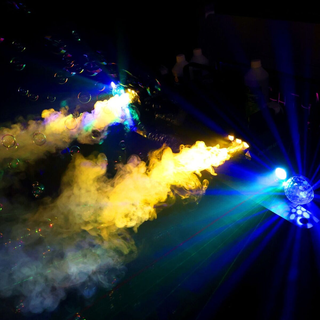 Light4Me GIG SET 2 Festpakke – Rökmaskin, Boblemaskin & 4-i-1 Ljuseffekt