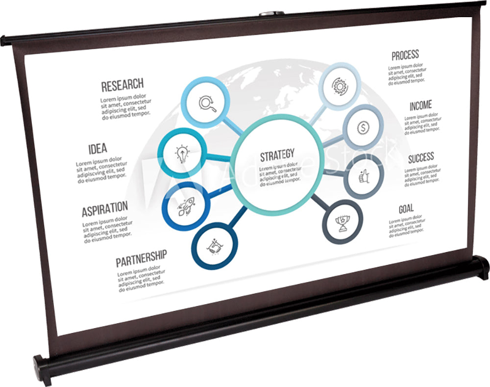 Projektorduk med bordsstativ (50")