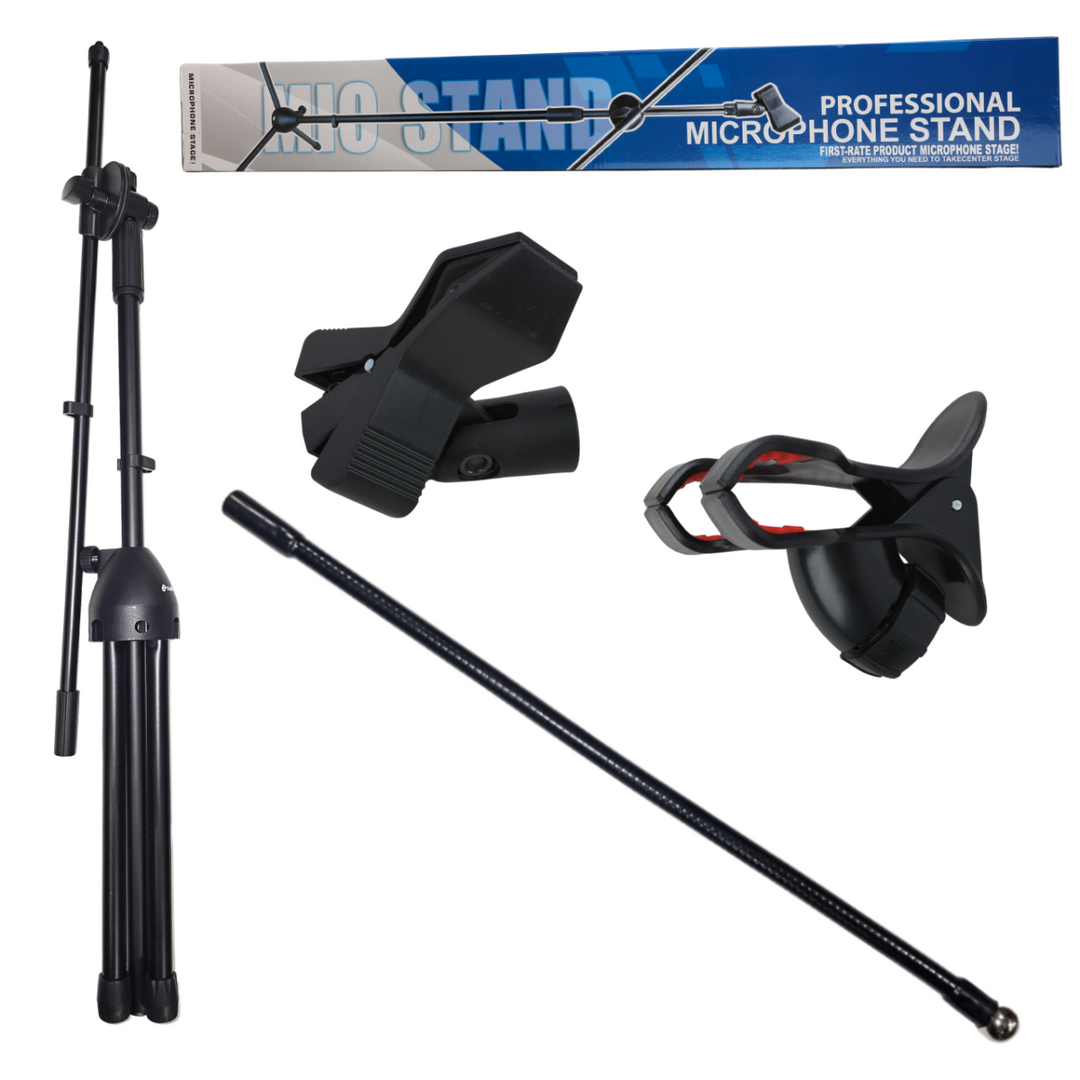 Mikrofonstativ med Boom Arm, Smartphonehållare och Gooseneck