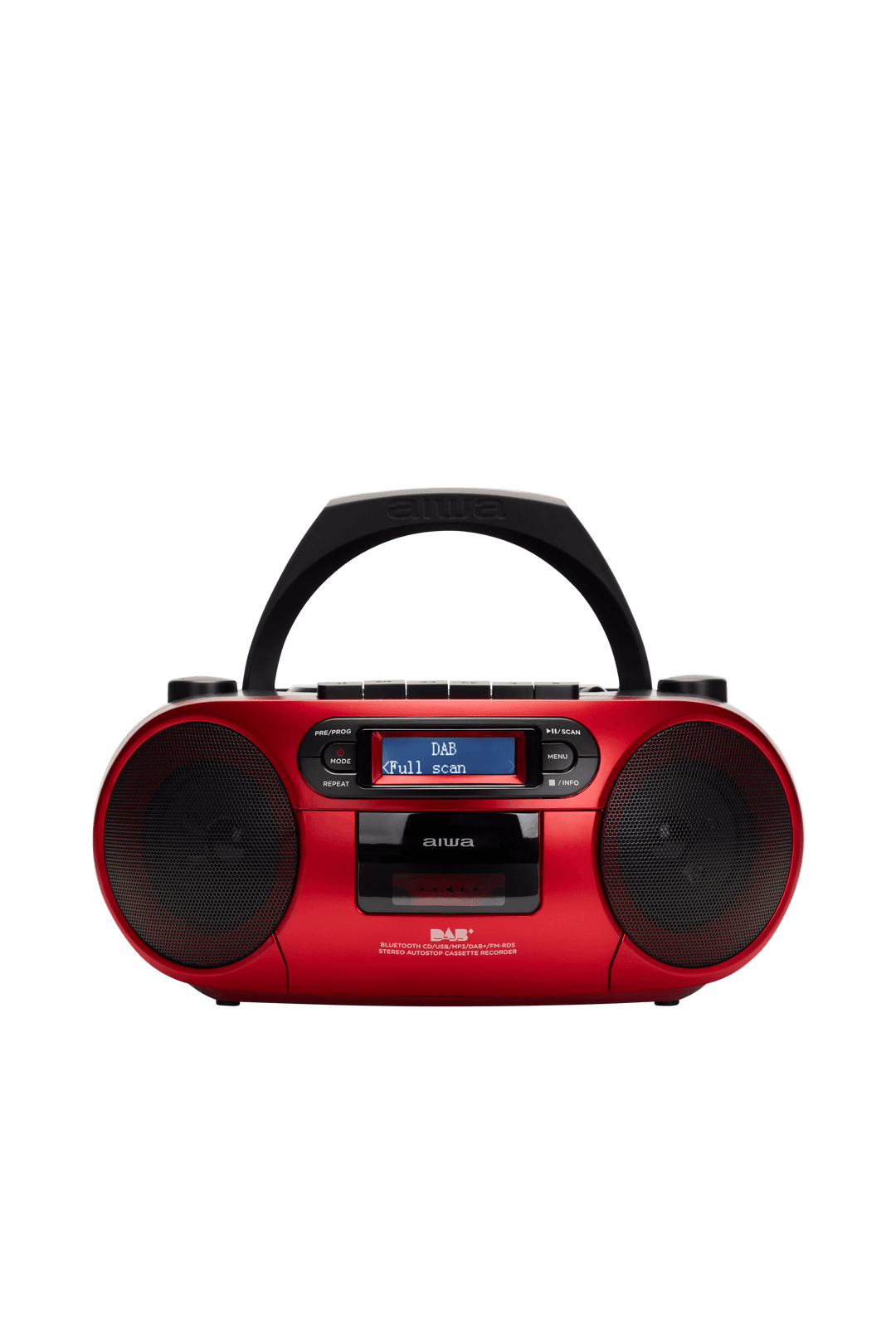 AIWA RC-300 Boombox med CD, Kassette, DAB+, Bluetooth og USB, rød