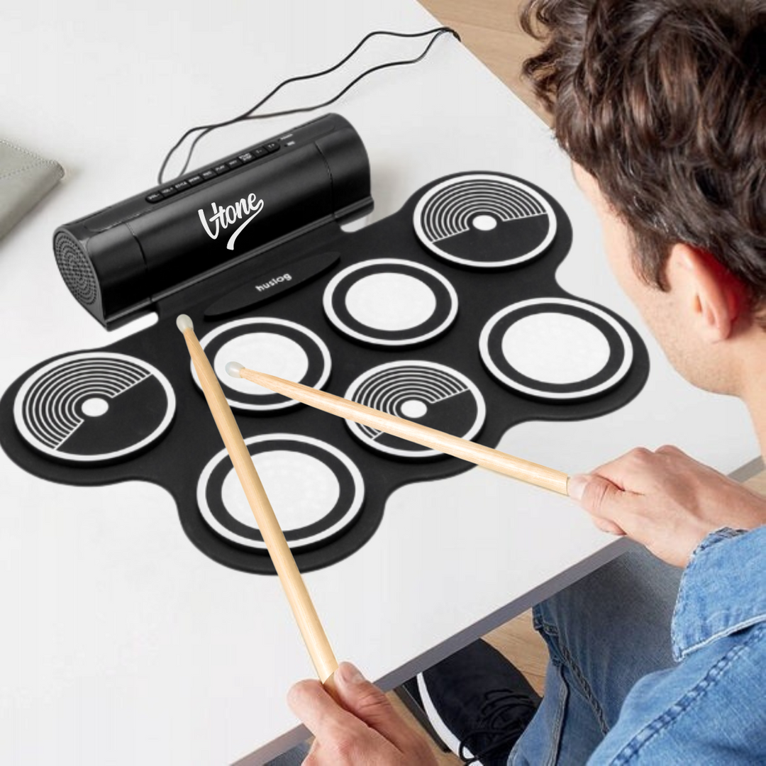 V-TONE RD7 Elektroniskt Trumset – Roll-Up Drum Kit med 7 Pads, Pedaler och Högtalare