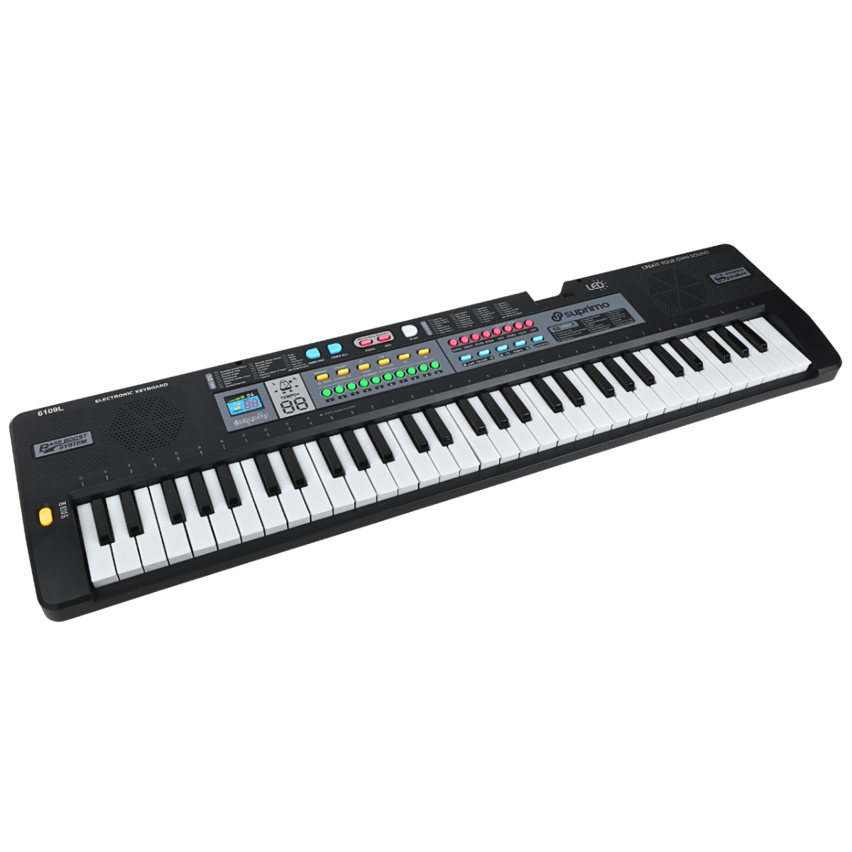 SUPRIMO 6109L Keyboard med Lysende Tangenter, Mikrofon og Nodestativ