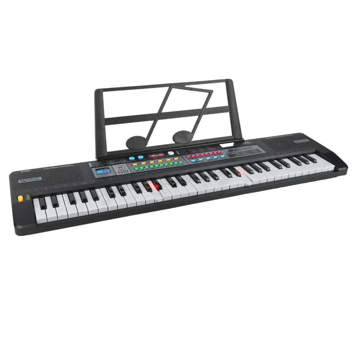 SUPRIMO 6109L Keyboard med Lysende Tangenter, Mikrofon og Nodestativ