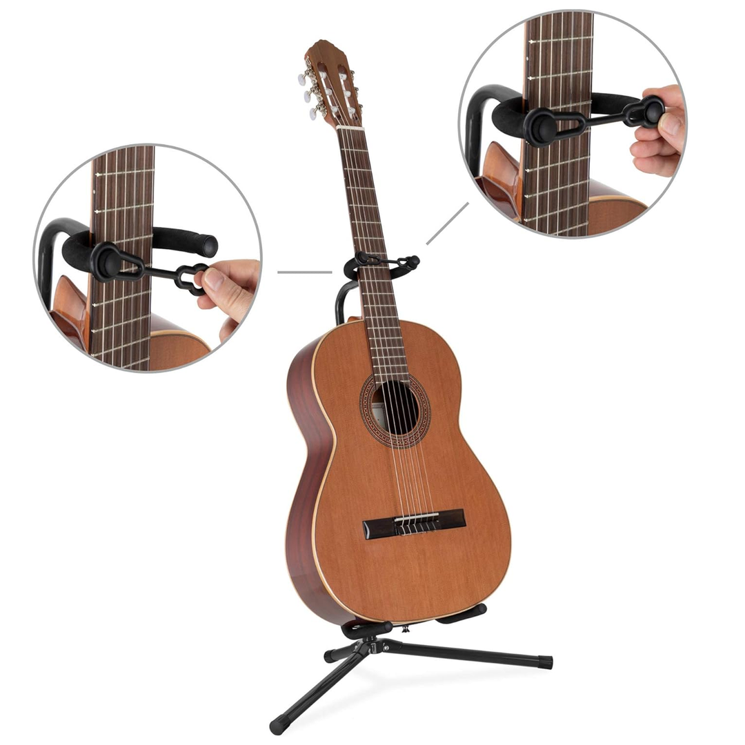 Hopfällbart Gitarrstativ 62-74 cm med Säkerhetsrem
