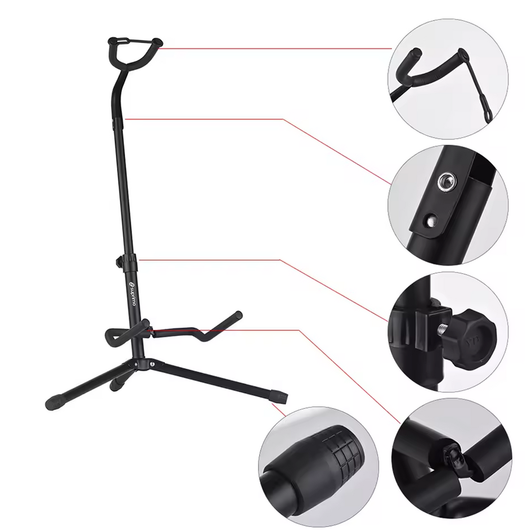 Hopfällbart Gitarrstativ 62-74 cm med Säkerhetsrem