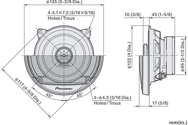 Pioneer TS-A1081F 2-vägs bilhögtalare (10 cm, 4")