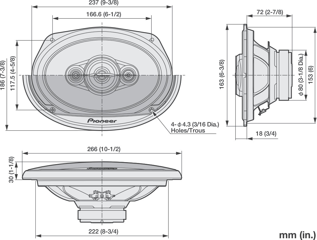 Pioneer TS-A6961F 4-vägs koaxialsystem (450W, 6"x9")