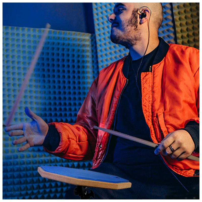 V-TONE PDS1 BL Övningspad 12" – Blå Practice Drum Pad Set med stativ, sticks och väska