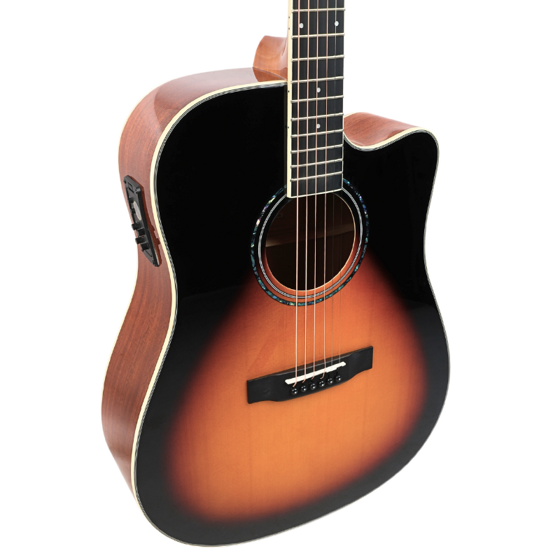 V-TONE VEAG1 CE VS elektro-akustisk gitarr 4/4 dreadnought cutaway sunburst