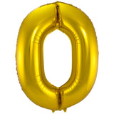 0 formad nummerfolieballong (guld, 86 cm)